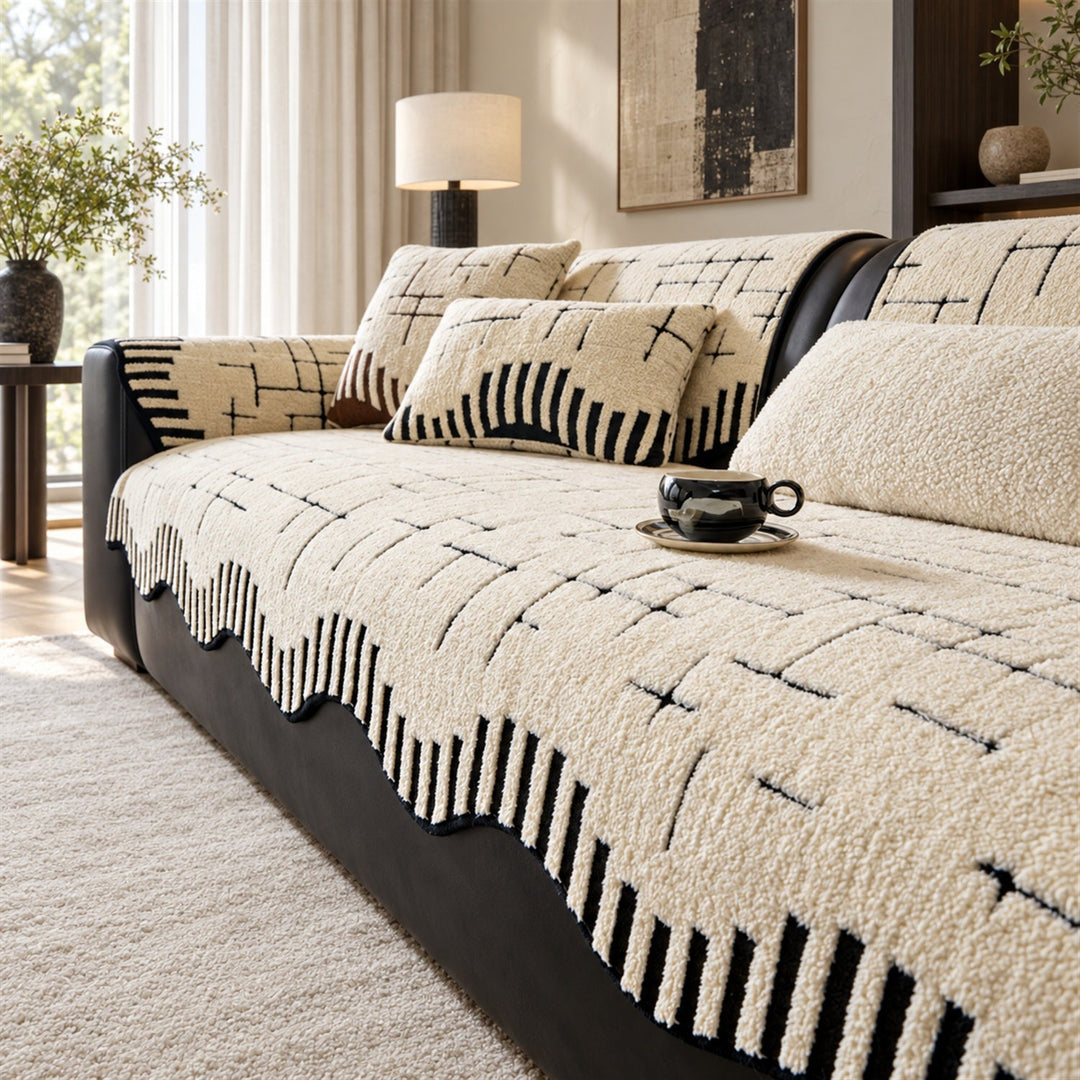 Sketchline Sofa Cover | Soft Plush | Non-Slip & Machine Washable