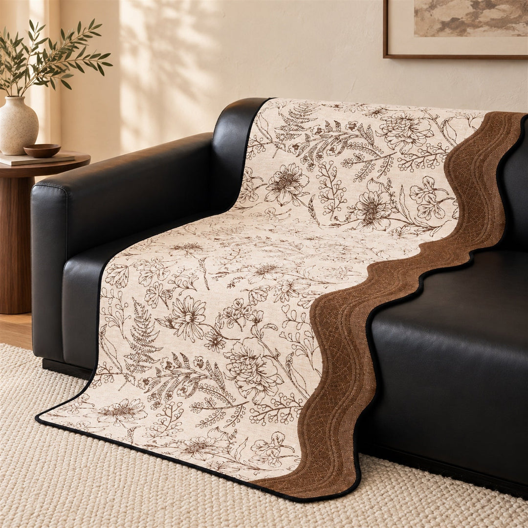 Garden Sketch Sofa Cover | Soft Chenille | Non-Slip & Machine Washable