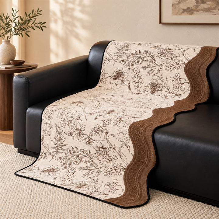 Garden Sketch Sofa Cover | Soft Chenille | Non-Slip & Machine Washable