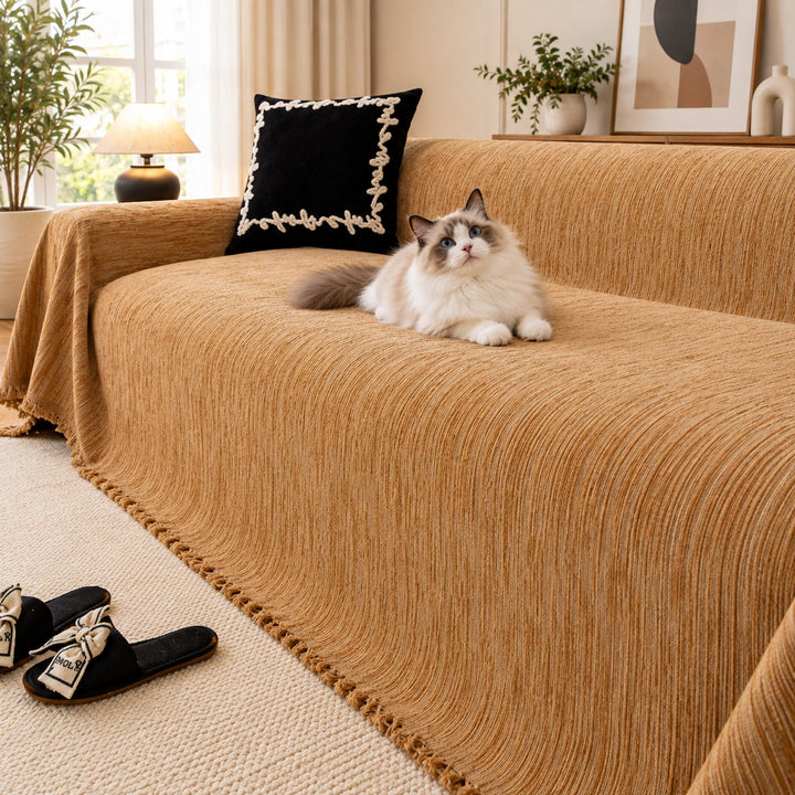 Sofa Cover | Chenille Sofa Throw | Non-Slip Silicone Backing | Machine Washable