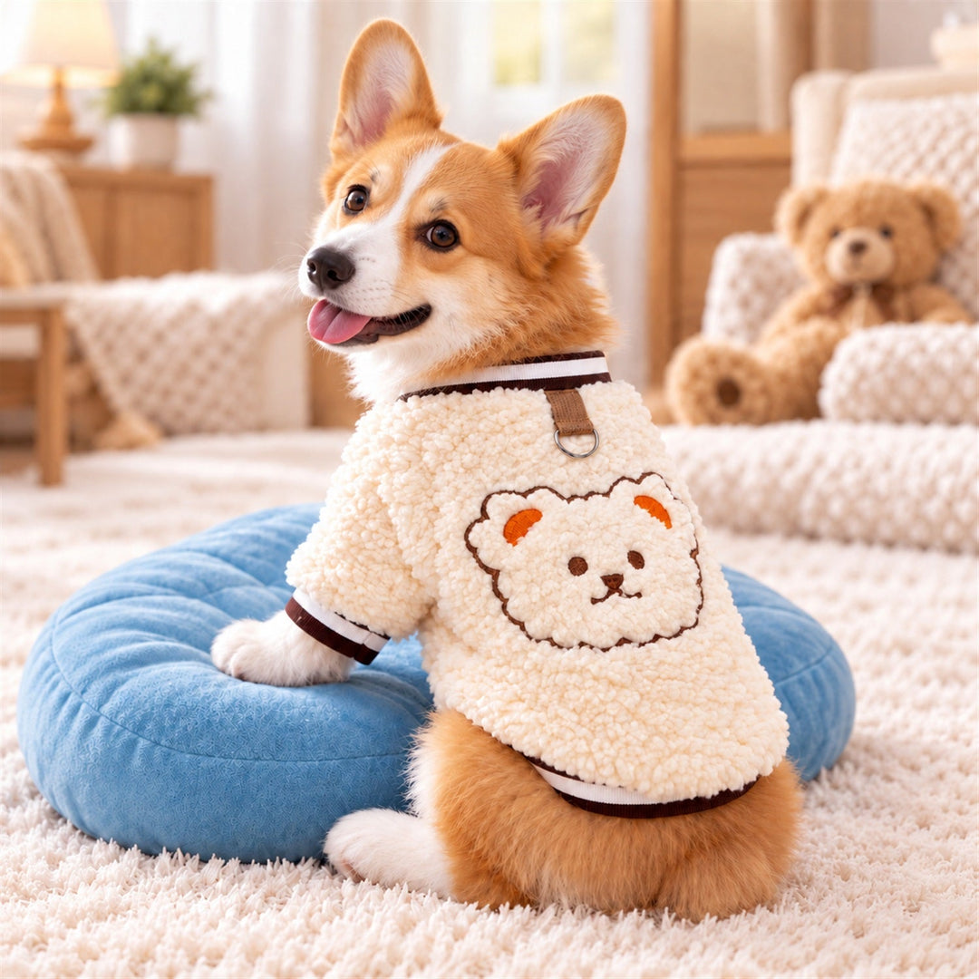 Teddy Face Dog Jumper | Soft Fleece with Lead Attachment Ring | Autumn & Winter