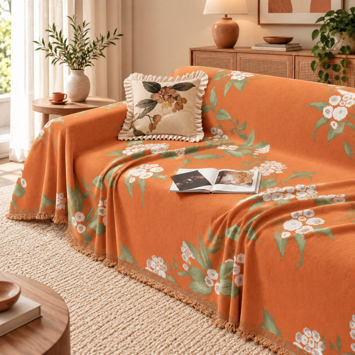 Orchard Blossom Chenille Sofa Throw | Soft & Machine Washable