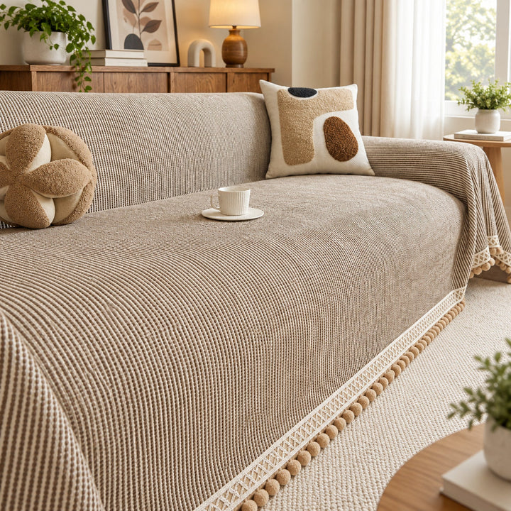 Sofa Cover & Sofa Throw | Ribbed Chenille Sofa Protector | Machine Washable