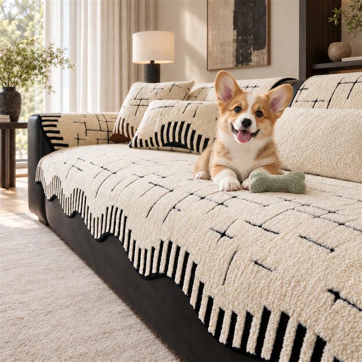 Sketchline Sofa Cover | Soft Plush | Non-Slip & Machine Washable