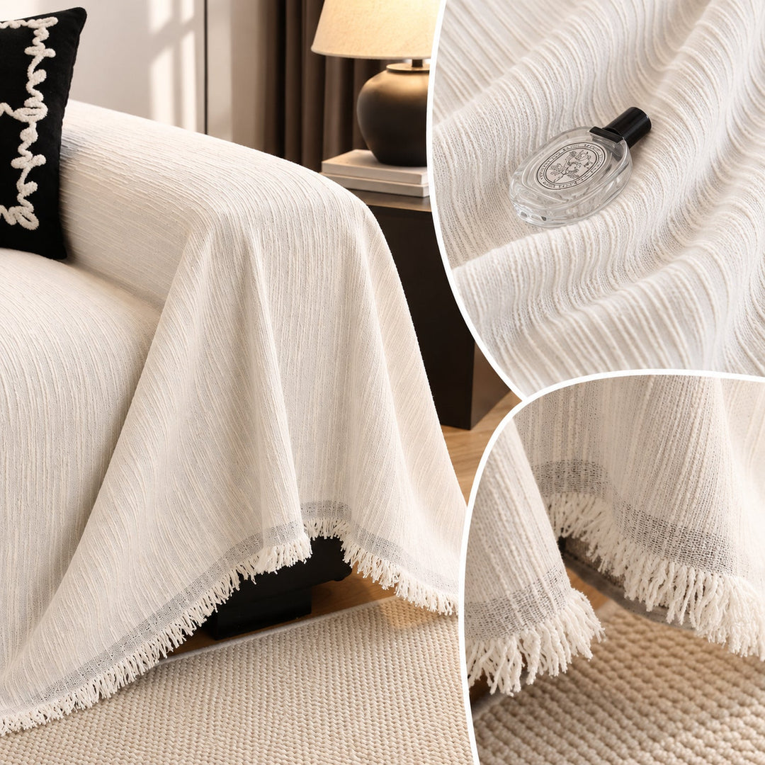 Sofa Cover | Chenille Sofa Throw | Non-Slip Silicone Backing | Machine Washable