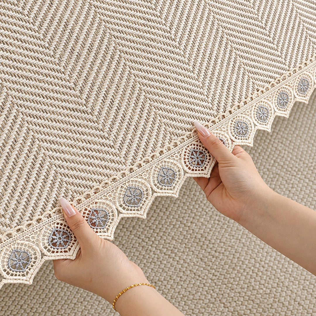 Sofa Cover | Herringbone Cotton-Linen | Non-Slip Washable Protector