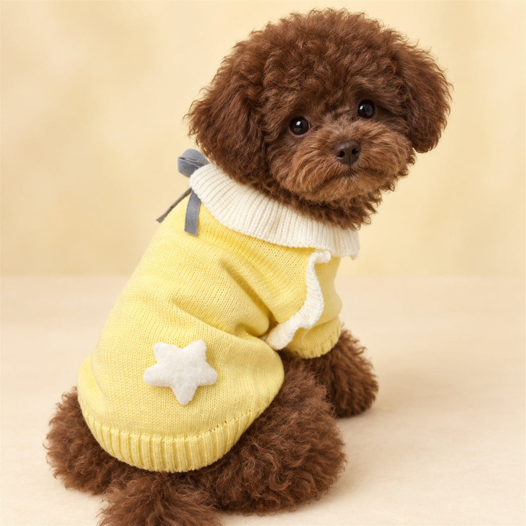 Wish Upon a Star Dog Jumper | Knitted with Collar & Bow