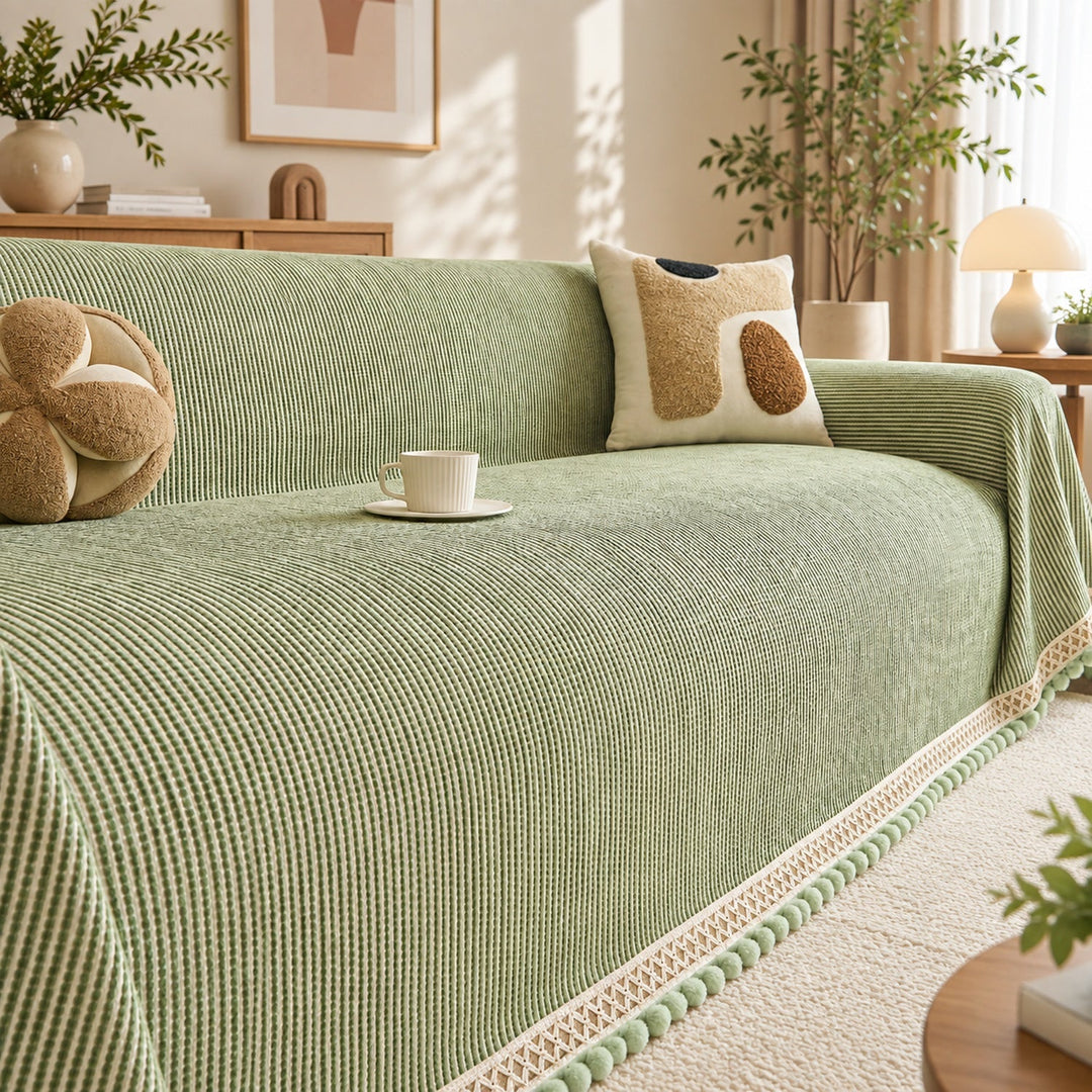 Sofa Cover & Sofa Throw | Ribbed Chenille Sofa Protector | Machine Washable