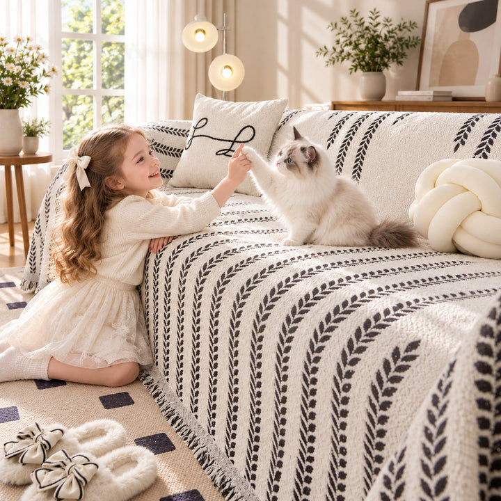 Plush Fleece Sofa Cover & Sofa Throw | Cat-Scratch-Resistant | Machine-Washable