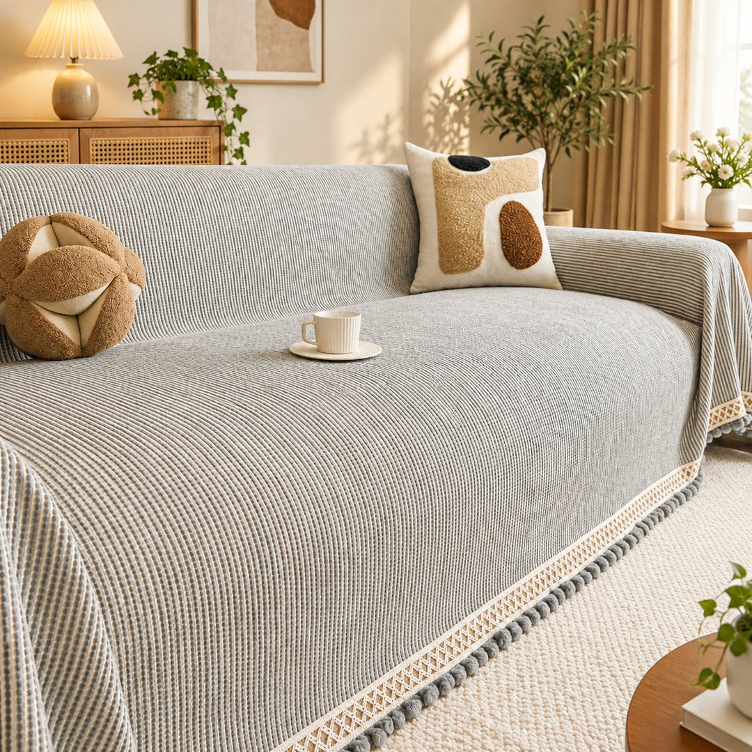 Sofa Cover & Sofa Throw | Ribbed Chenille Sofa Protector | Machine Washable