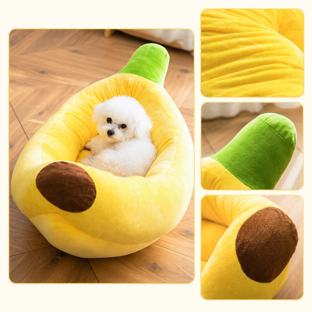 Dog Bed & Cat Bed | Banana Design | Soft Plush, Removable Cushion & Washable Covers