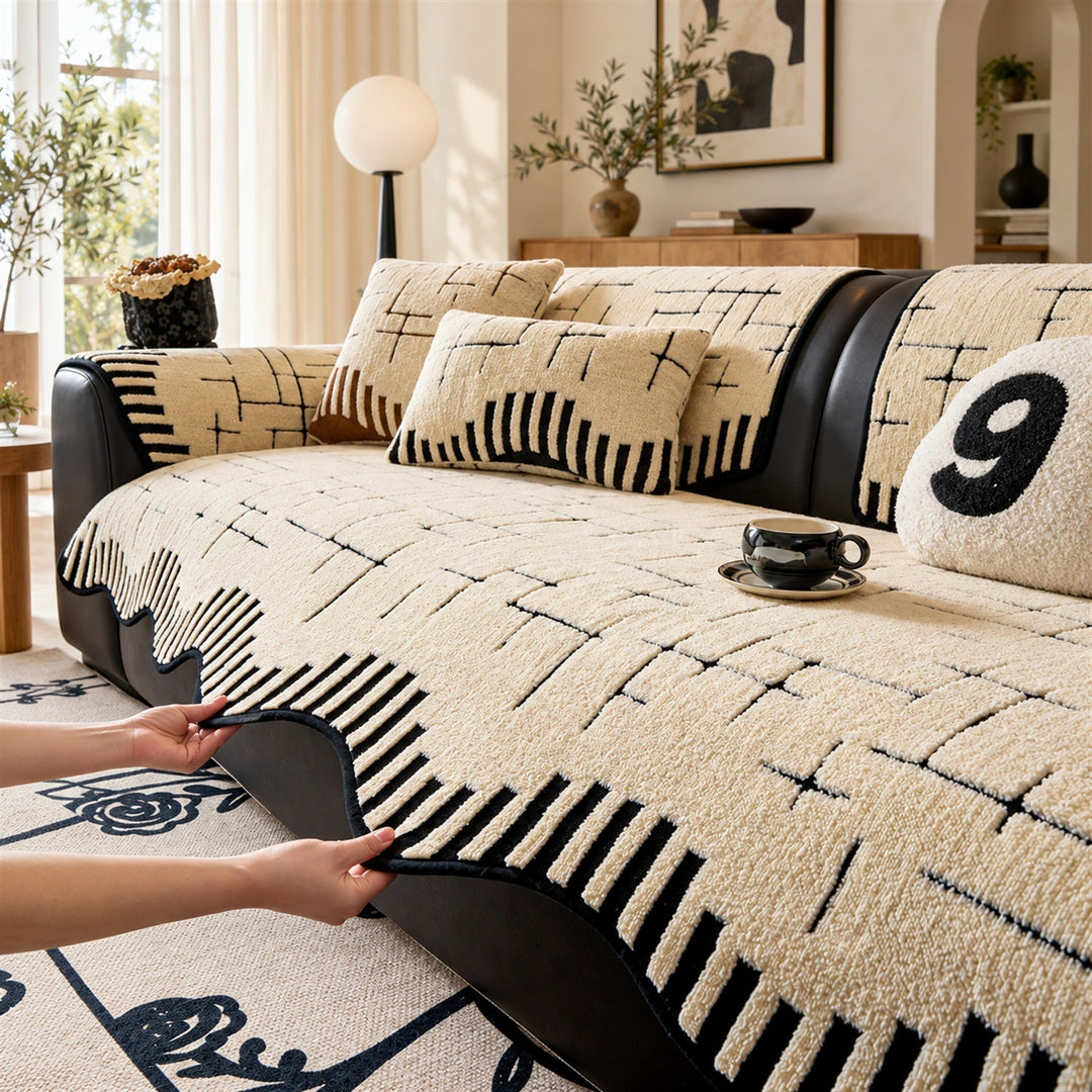 Sketchline Sofa Cover | Soft Plush | Non-Slip & Machine Washable