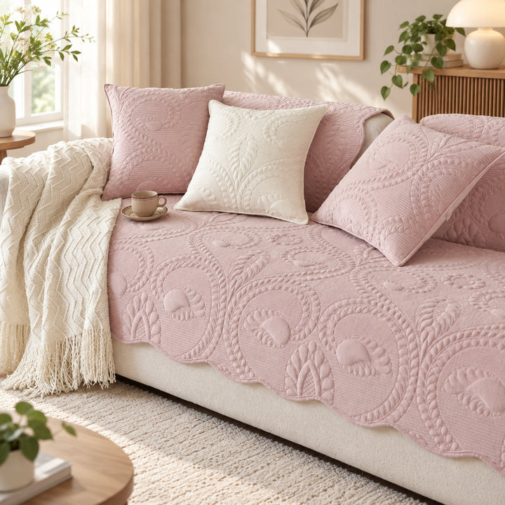 Paisley Sofa Cover | Non-Slip Flannel Sofa Protector | Machine Washable & Pet-Friendly