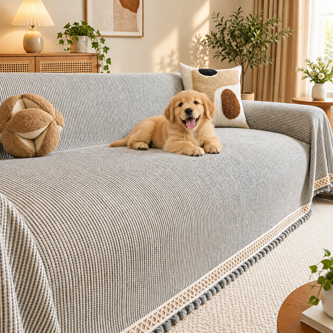 Sofa Cover & Sofa Throw | Ribbed Chenille Sofa Protector | Machine Washable