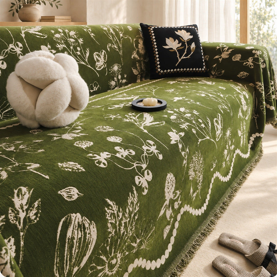 Secret Garden Chenille Sofa Throw | Reversible & Machine Washable