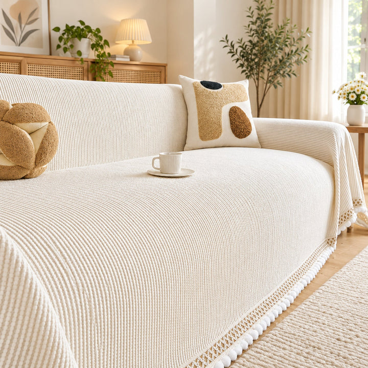 Sofa Cover & Sofa Throw | Ribbed Chenille Sofa Protector | Machine Washable
