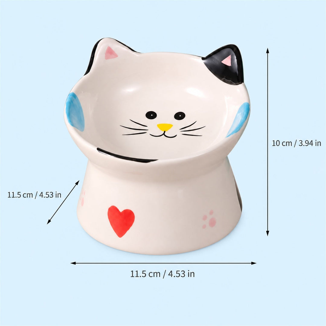 Whisker Smile Ceramic Cat Bowl | Raised Base & Tilted Rim | Easy to Clean