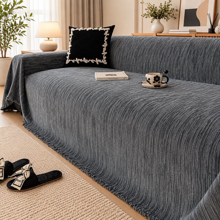 Sofa Cover | Chenille Sofa Throw | Non-Slip Silicone Backing | Machine Washable