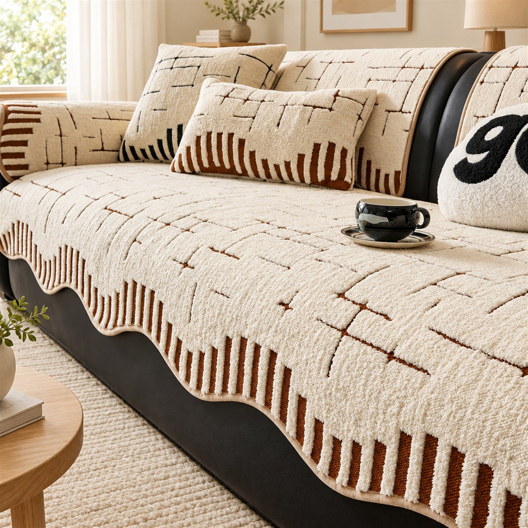 Sketchline Sofa Cover | Soft Plush | Non-Slip & Machine Washable