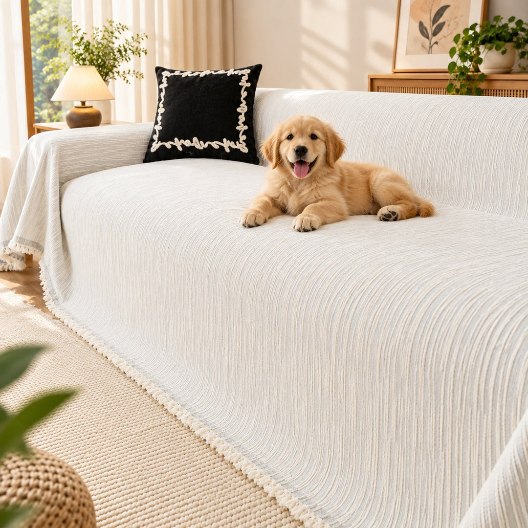 Sofa Cover | Chenille Sofa Throw | Non-Slip Silicone Backing | Machine Washable