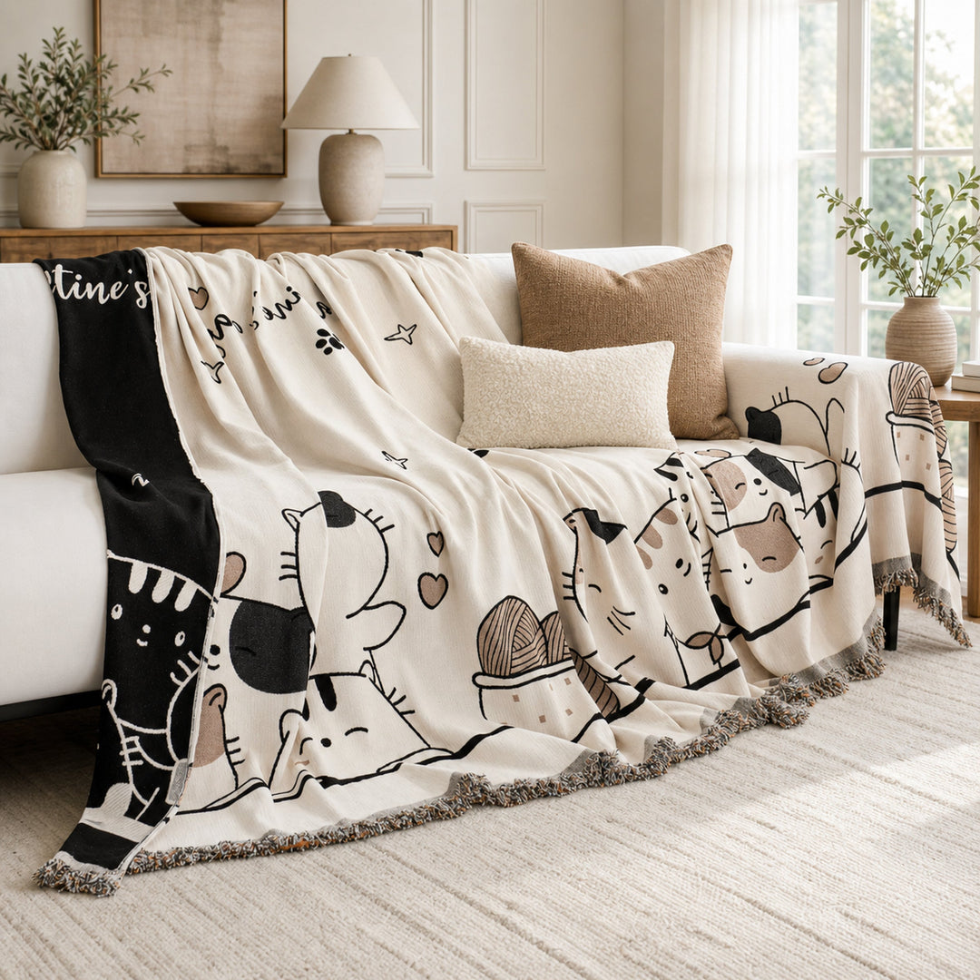 Cosy Cat Sofa Throw | Thick Chenille Anti-Scratch | Machine-Washable