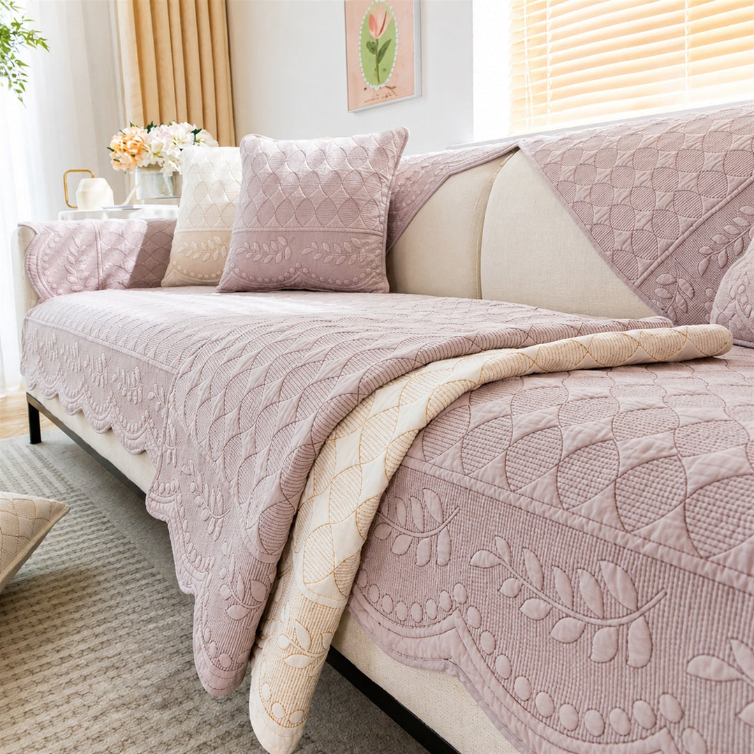 Willow Floral Cotton Sofa Protector | Quilted Non-Slip Washable Cover