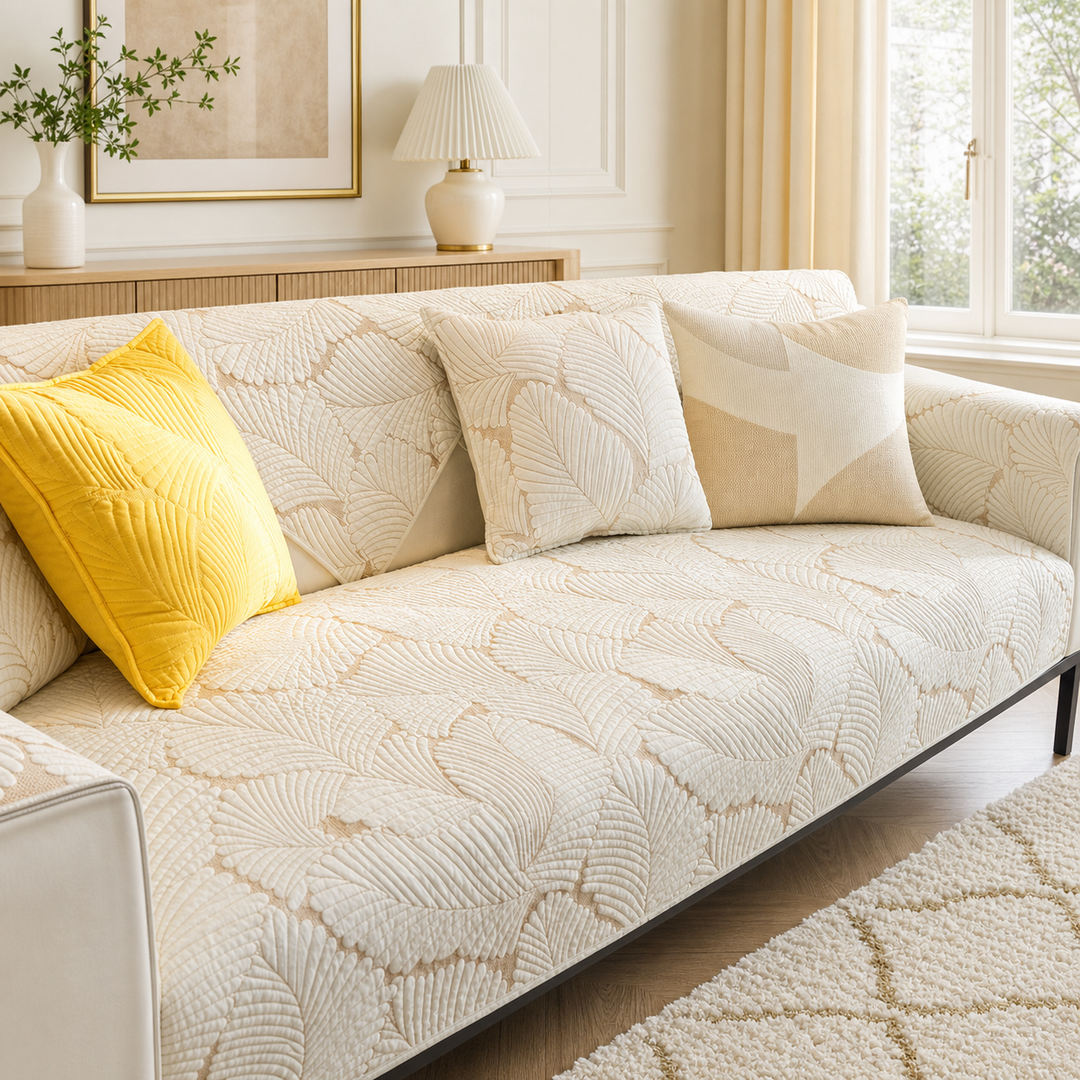 Leaf Cotton Sofa Protector | Scratch-Resistant Non-Slip Washable Cover