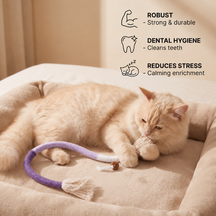 Natural cat chew rope – robust, promotes dental hygiene and reduces stress