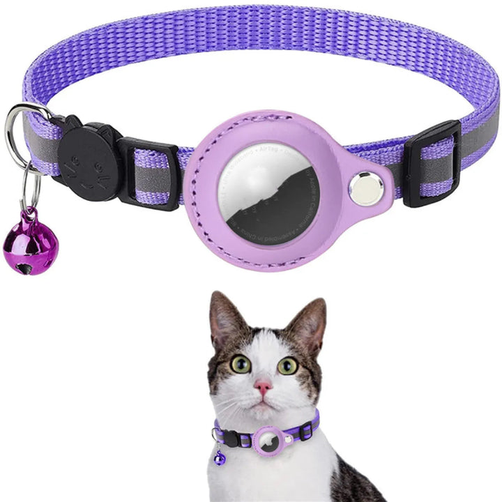Reflective Nylon Pet Collar with AirTag Holder