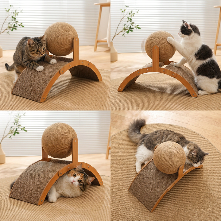 Interactive Ferris Wheel Cat Scratcher with Spinning Jute Ball