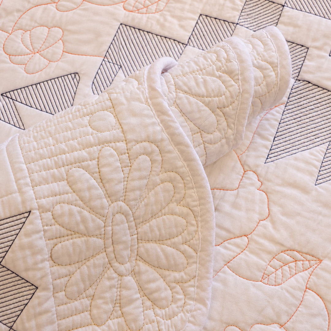 Floral Mosaic Cotton Sofa Protector | Quilted Non-Slip Washable Cover