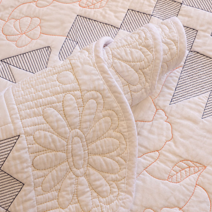 Floral Mosaic Cotton Sofa Protector | Quilted Non-Slip Washable Cover