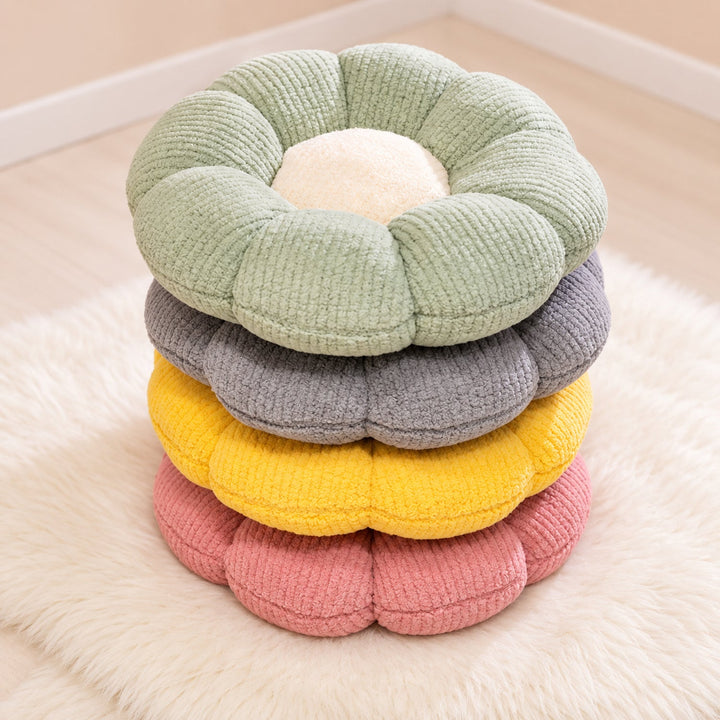 Cat Bed & Small Dog Bed | Flower Puff Pet Mat & Seat Cushion | Ribbed Plush