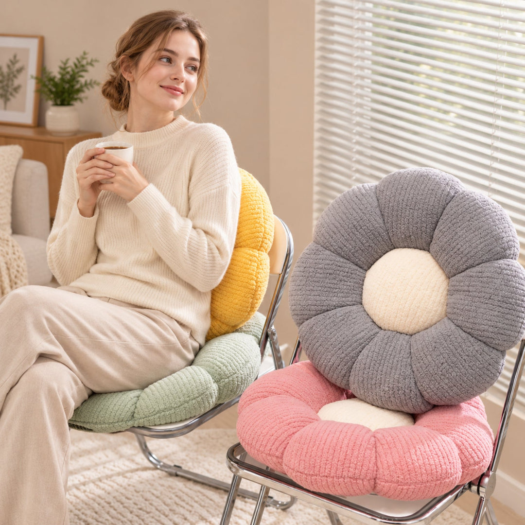 Cat Bed & Small Dog Bed | Flower Puff Pet Mat & Seat Cushion | Ribbed Plush