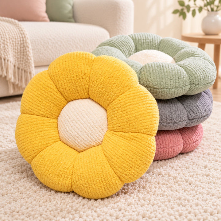 Cat Bed & Small Dog Bed | Flower Puff Pet Mat & Seat Cushion | Ribbed Plush