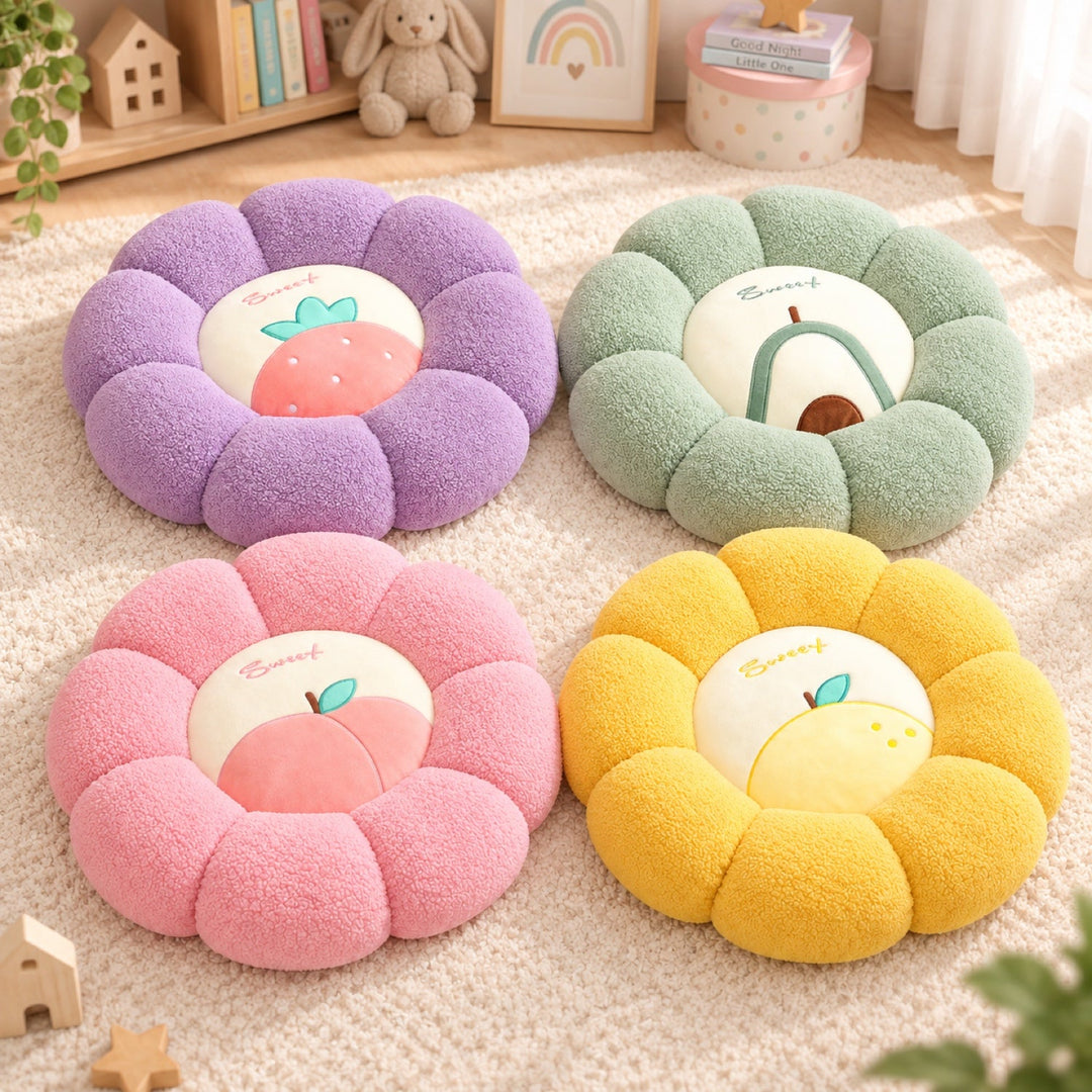 Dog & Cat Bed and Seat Cushion | Fruity Bloom | Soft Teddy Plush