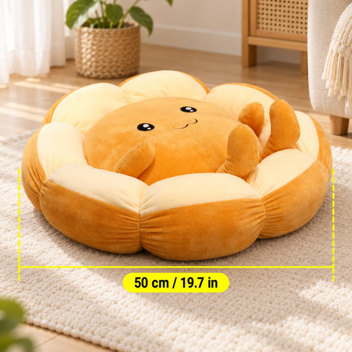 Dog & Cat Bed and Seat Cushion | Flower Design | Soft, Washable Plush