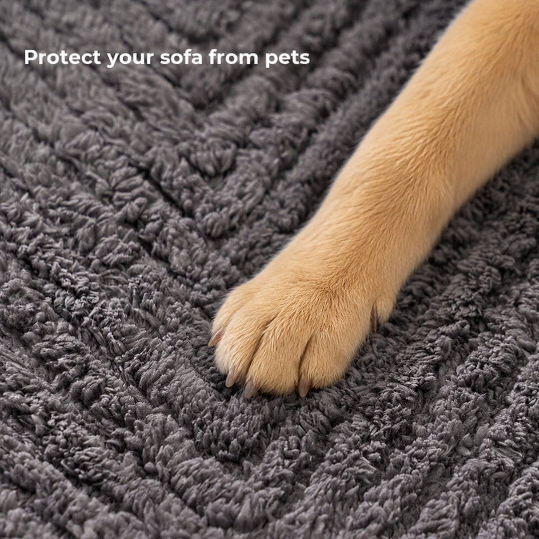 Thickened Plush Herringbone Sofa Cover | Non-Slip Pet-Proof Couch Protector | Machine Washable