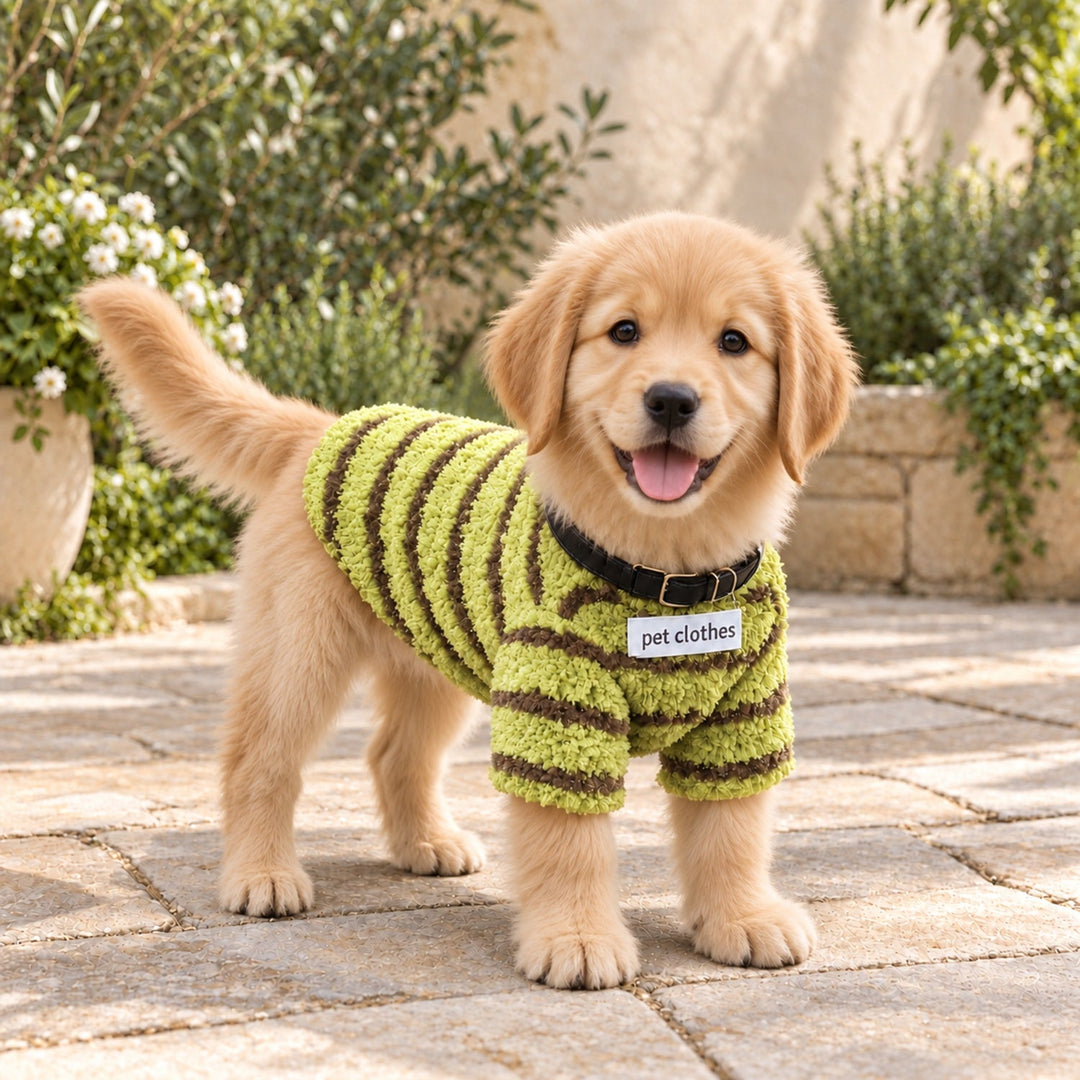 Cosy Striped Dog Jumper | Soft Fleece with Lead Ring | Autumn & Winter