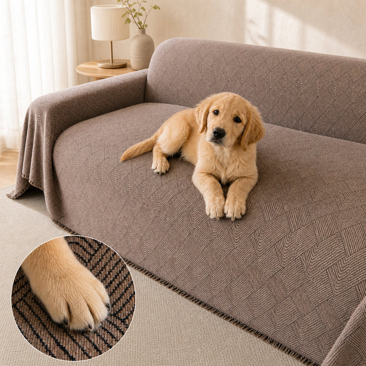 Linework Chenille Sofa Throw | Scratch-Resistant | Machine Washable | Sofa Protector