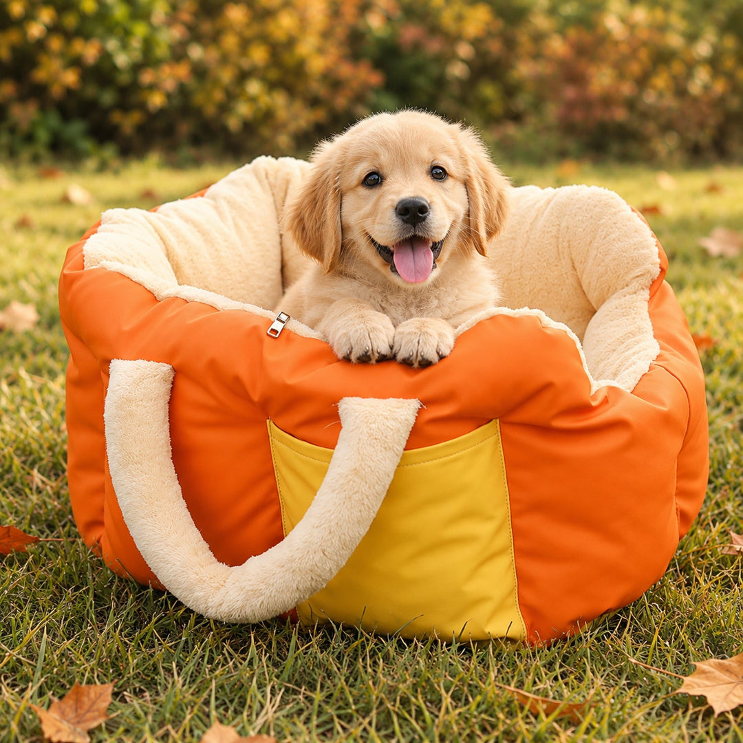 Dog Car Seat & Cat Carrier Bag | Soft Padded Travel Bed with Carry Handles