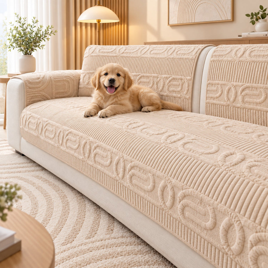 Sofa Cover | Love Lock Quilted Velour | Non-Slip Sofa Protector