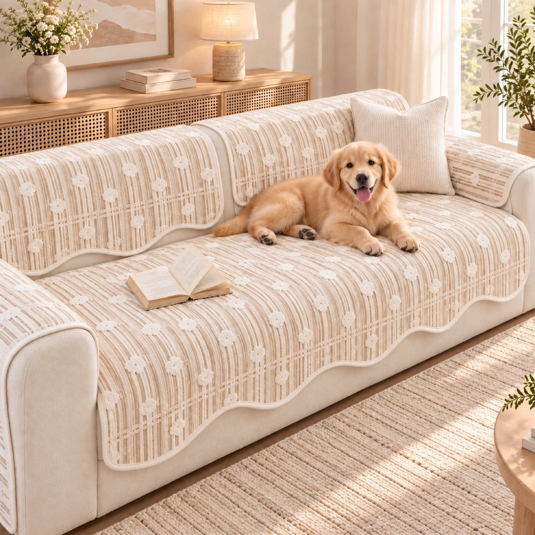 Modern Striped Sofa Cover | Soft Chenille | Non-Slip, Machine Washable