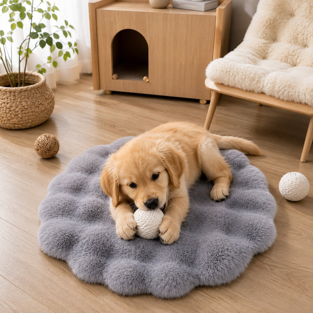 Washable Dog Bed & Cat Bed | Flower Pet Mat | Thick Plush & Non-Slip Base