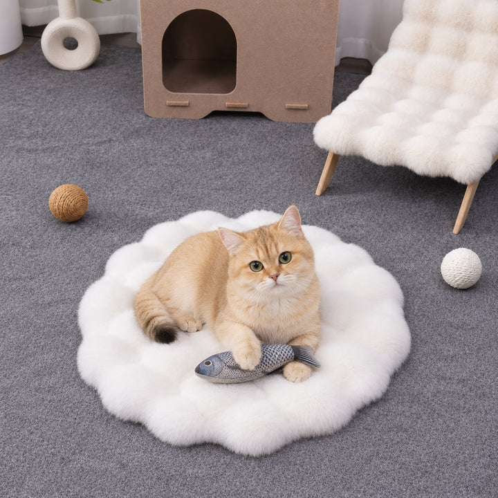 Washable Dog Bed & Cat Bed | Flower Pet Mat | Thick Plush & Non-Slip Base
