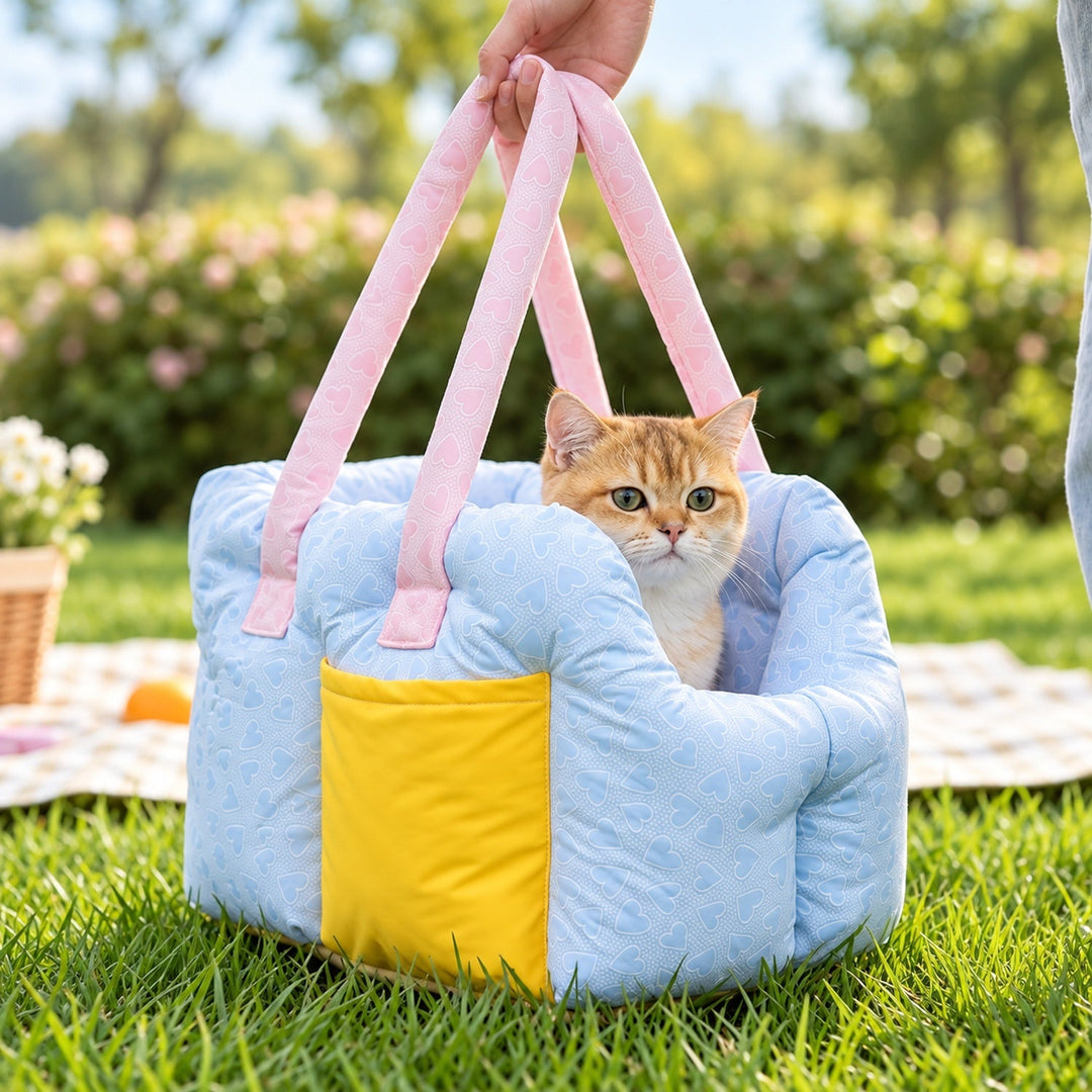 Dog Car Seat & Cat Carrier Bag | Soft Padded Travel Bed with Carry Handles