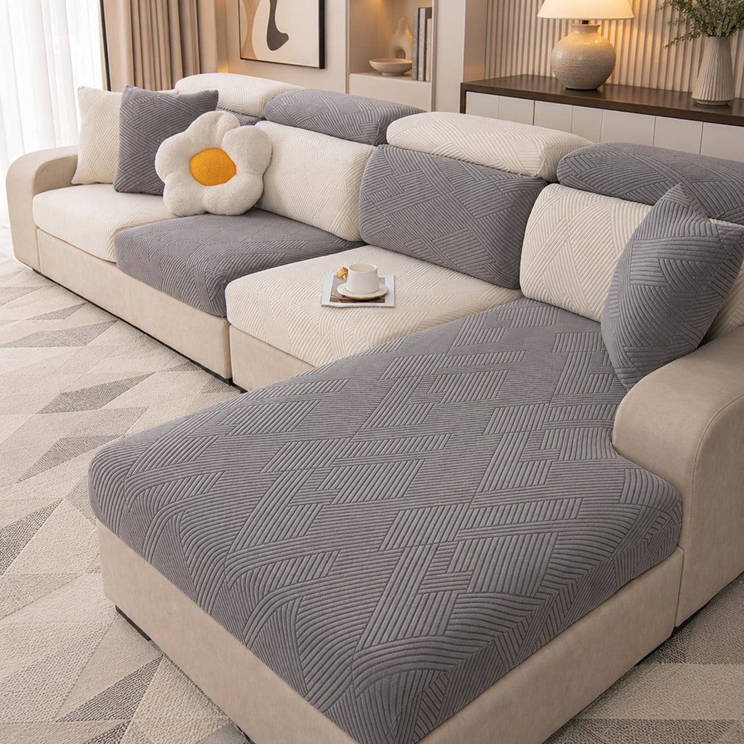 Geometric Stretch Sofa Protector | Full-Wrap Washable Cushion Cover