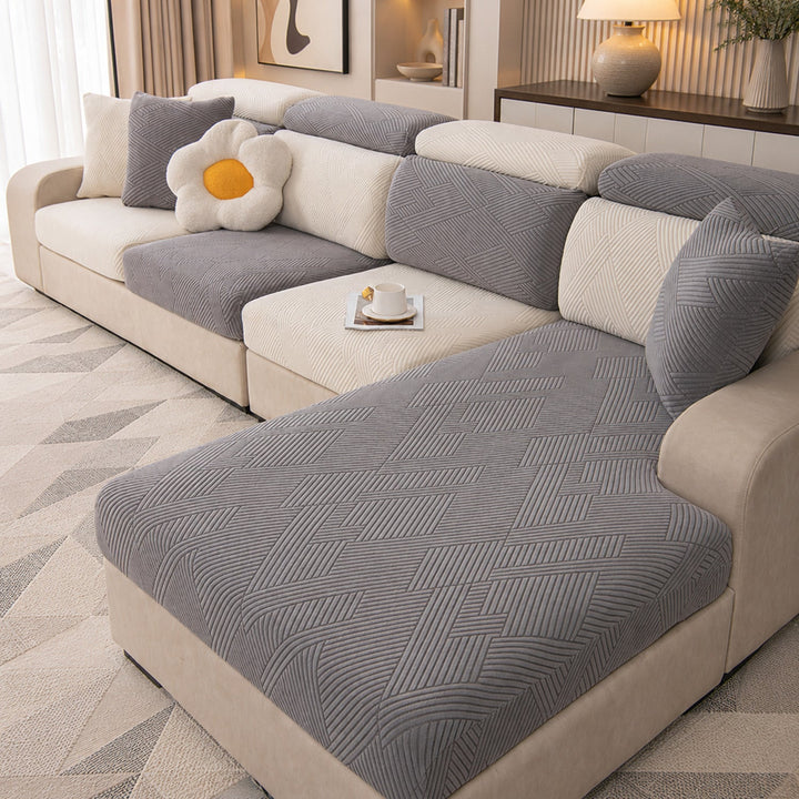 Geometric Stretch Sofa Protector | Full-Wrap Washable Cushion Cover