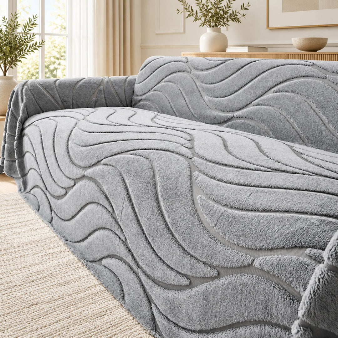 Textured Sofa Throw | Soft Plush | Machine-Washable Sofa Protector