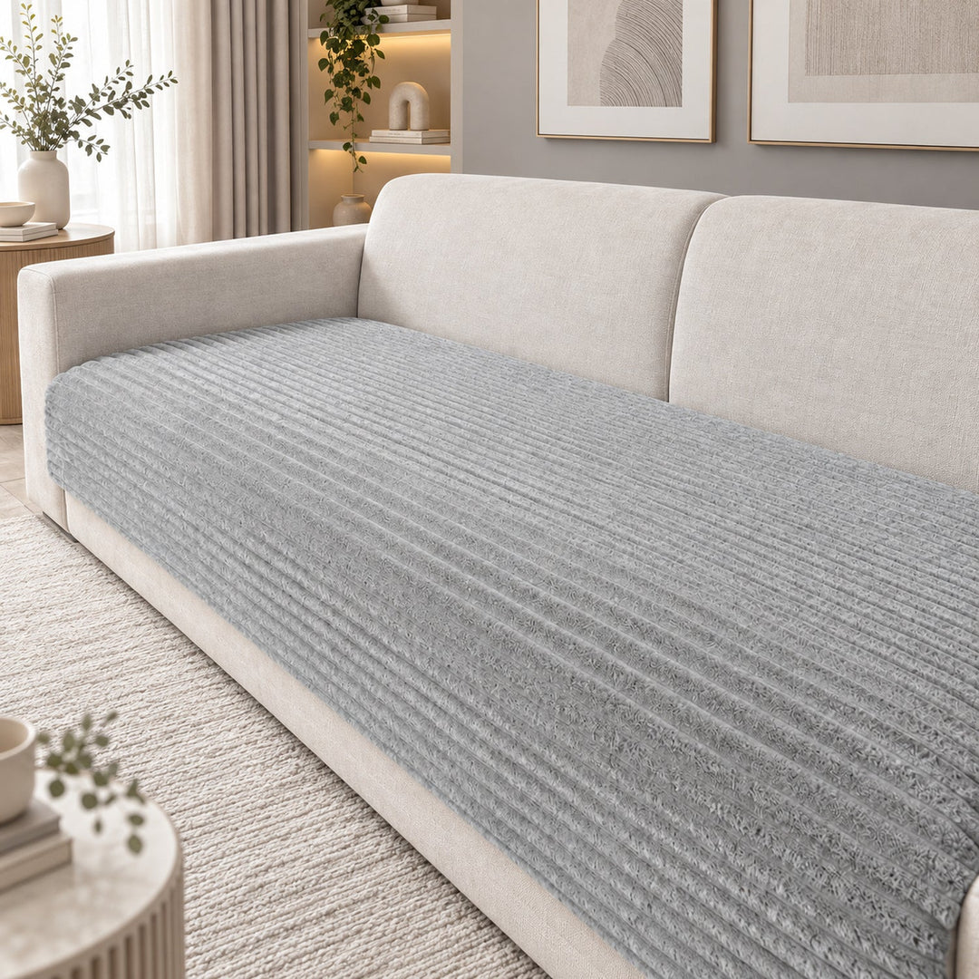 Furry Plush Sofa Protector | Soft Non-Slip Machine-Washable Cover for Pet Homes